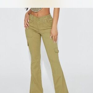 Fashion Nova Olive Cargo Flare Pants